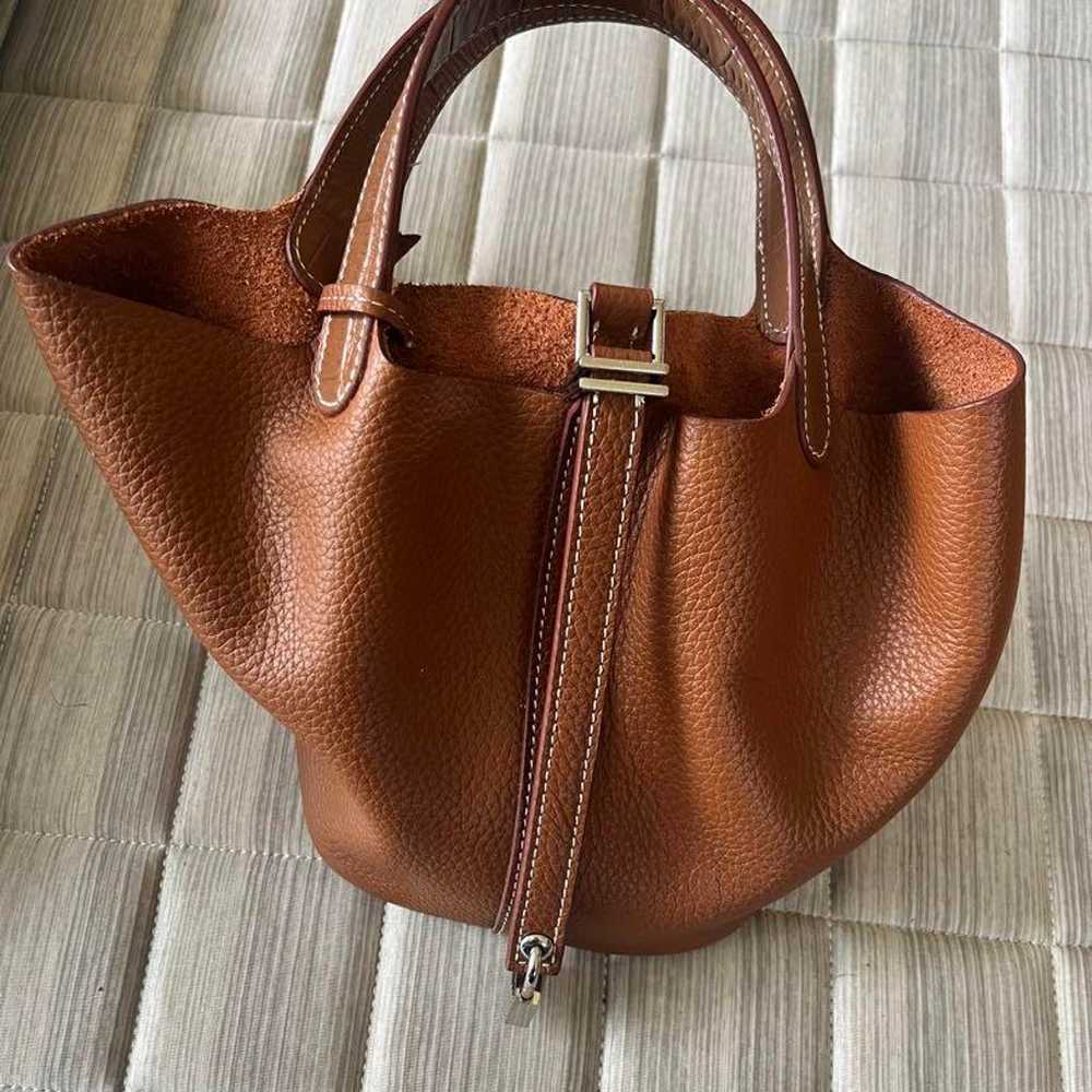 Bucket bag made of genuine leather, Pico Tan, S s… - image 1