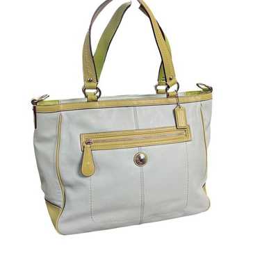 Coach F14887 Laura Light Blue Green Leather Handba