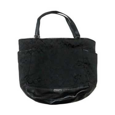 Coach Park Signature Black Leather Jacquard Tote B