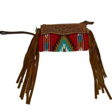 American Darling Tapestry Serape Fringed Wristlet 