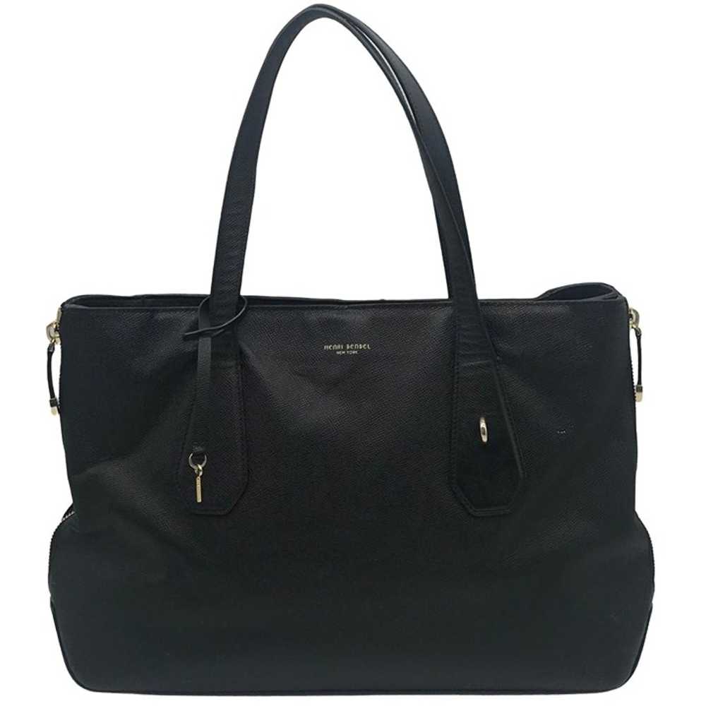 Henri Bendel Black Leather Side Zipper Tote Bag - image 1