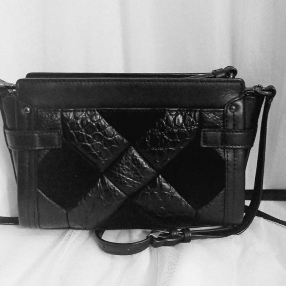 Coach Swagger Black Leather Wristlet Crossbody Wi… - image 2