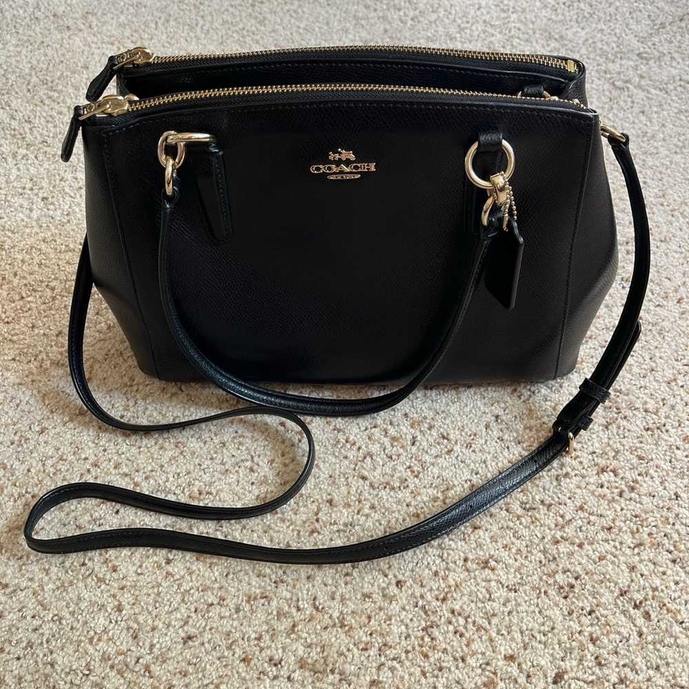 Coach Black Leather Triple Entry Purse with Remov… - image 1