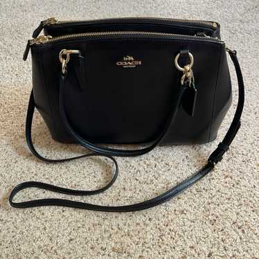 Coach Black Leather Triple Entry Purse with Remov… - image 1