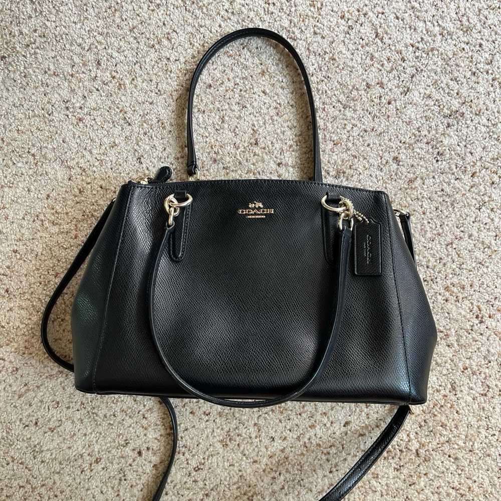 Coach Black Leather Triple Entry Purse with Remov… - image 2