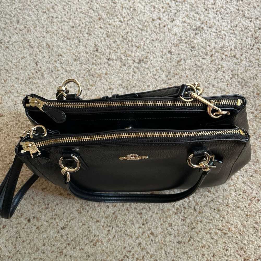 Coach Black Leather Triple Entry Purse with Remov… - image 3