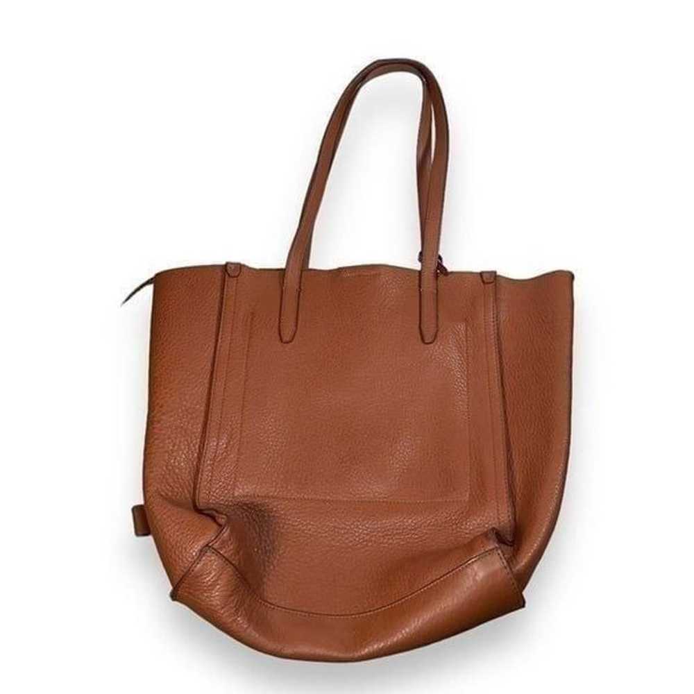 J. Crew Large Brown Leather Tote Shoulder Bag - image 1