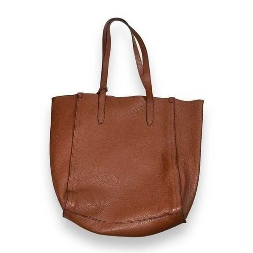 J. Crew Large Brown Leather Tote Shoulder Bag - image 2