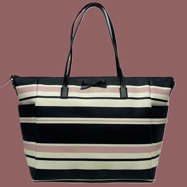 KATE SPADE Tote Bag Carryall Pink Black Stripes X… - image 1