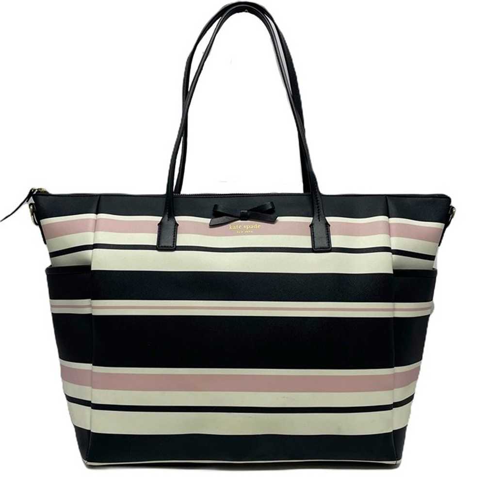 KATE SPADE Tote Bag Carryall Pink Black Stripes X… - image 3