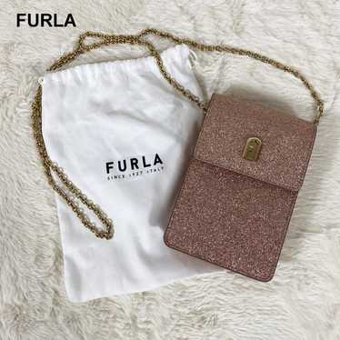 FURLA Mini Shoulder Bag Pink Lamé Smartphone Shoul