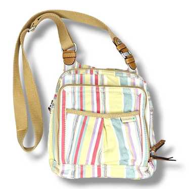 Fossil Vintage Canvas Crossbody Messenger Bag Stri