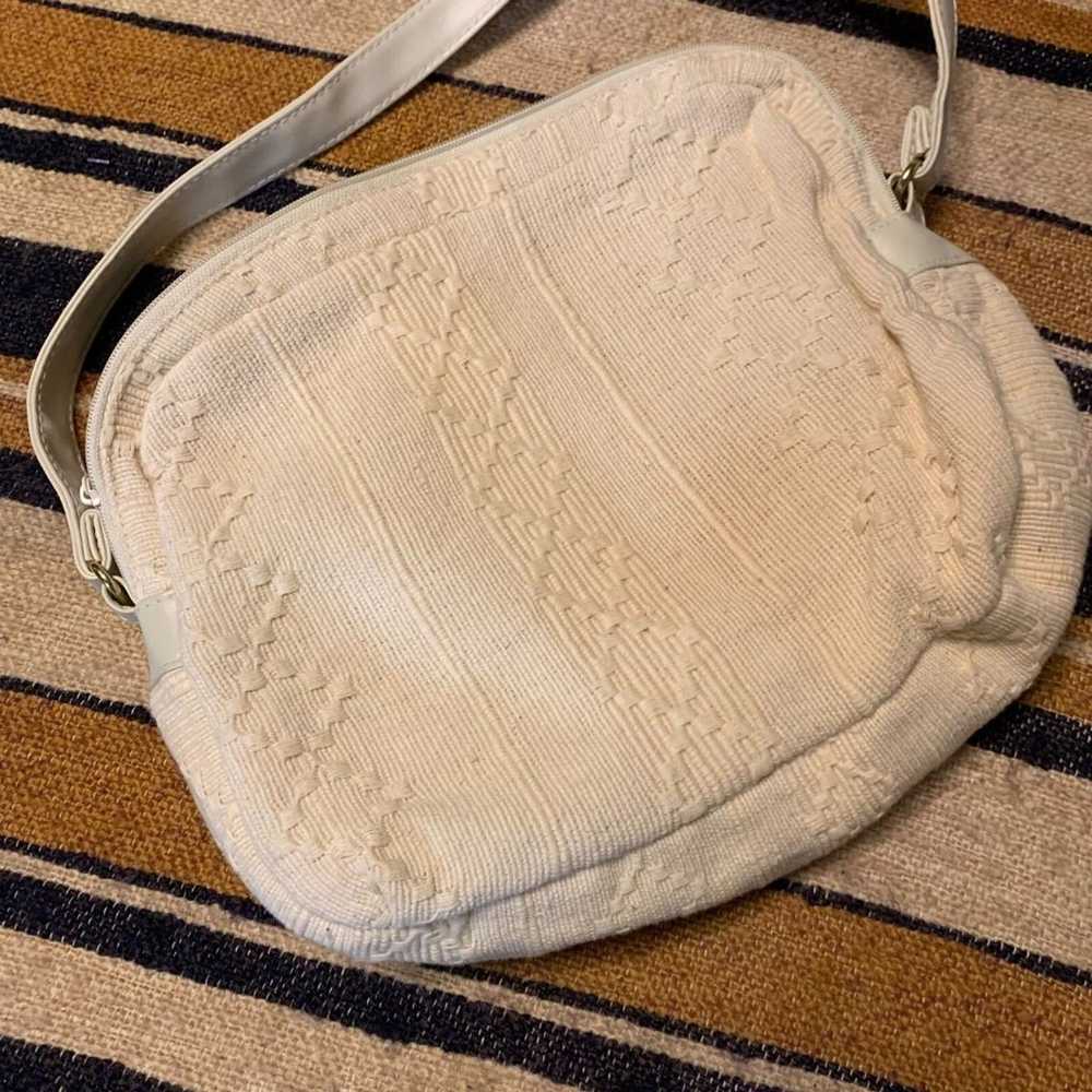 Vintage White Crossbody Purse Knit Geometric Mitz… - image 6