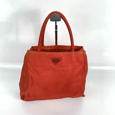 PRADA Nylon Logo Plate Handbag Red Women - image 1