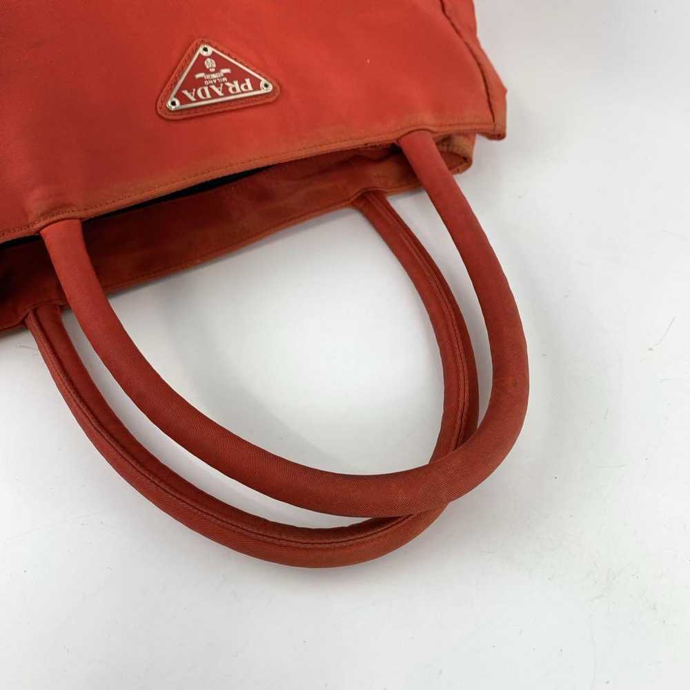 PRADA Nylon Logo Plate Handbag Red Women - image 7