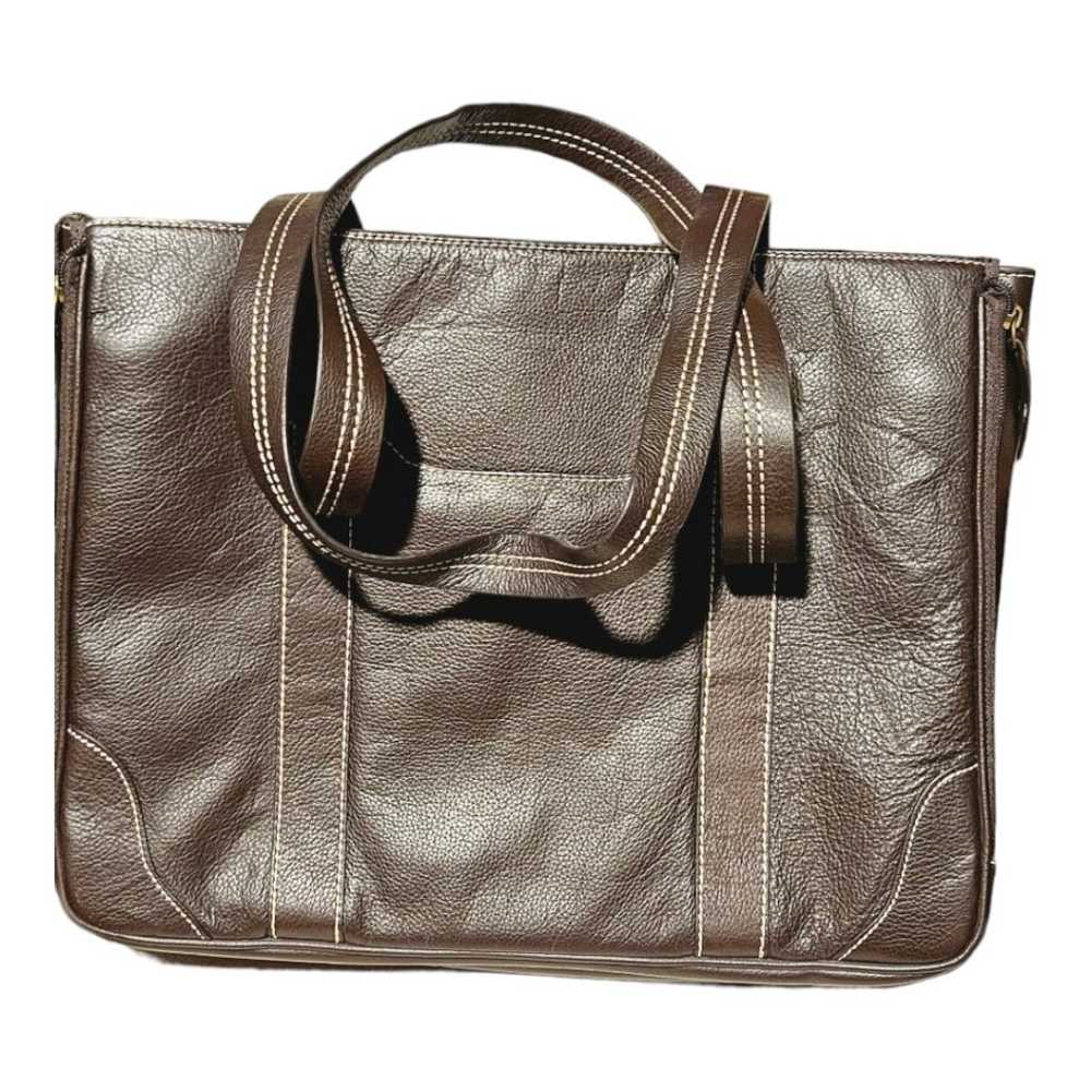 Franklin Covey Brown Leather Tote Bag - image 12