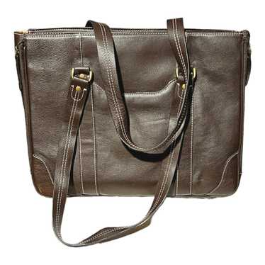 Franklin Covey Brown Leather Tote Bag - image 1