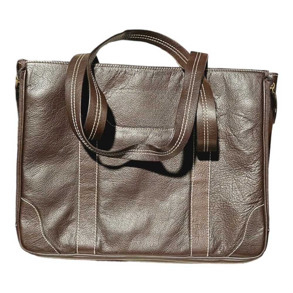 Franklin Covey Brown Leather Tote Bag - image 3