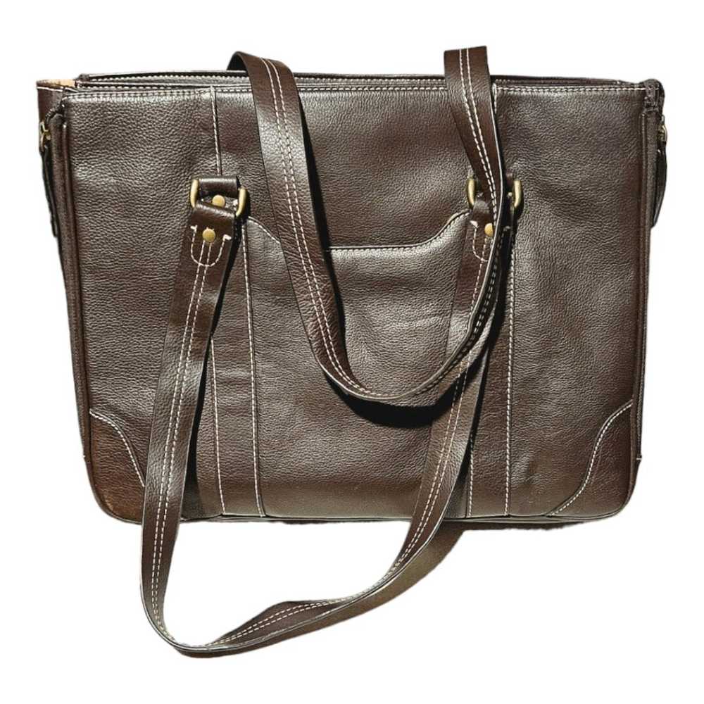 Franklin Covey Brown Leather Tote Bag - image 6