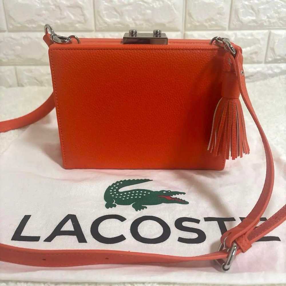 LACOSTE L!VE Leather Shoulder Bag Orange - image 7