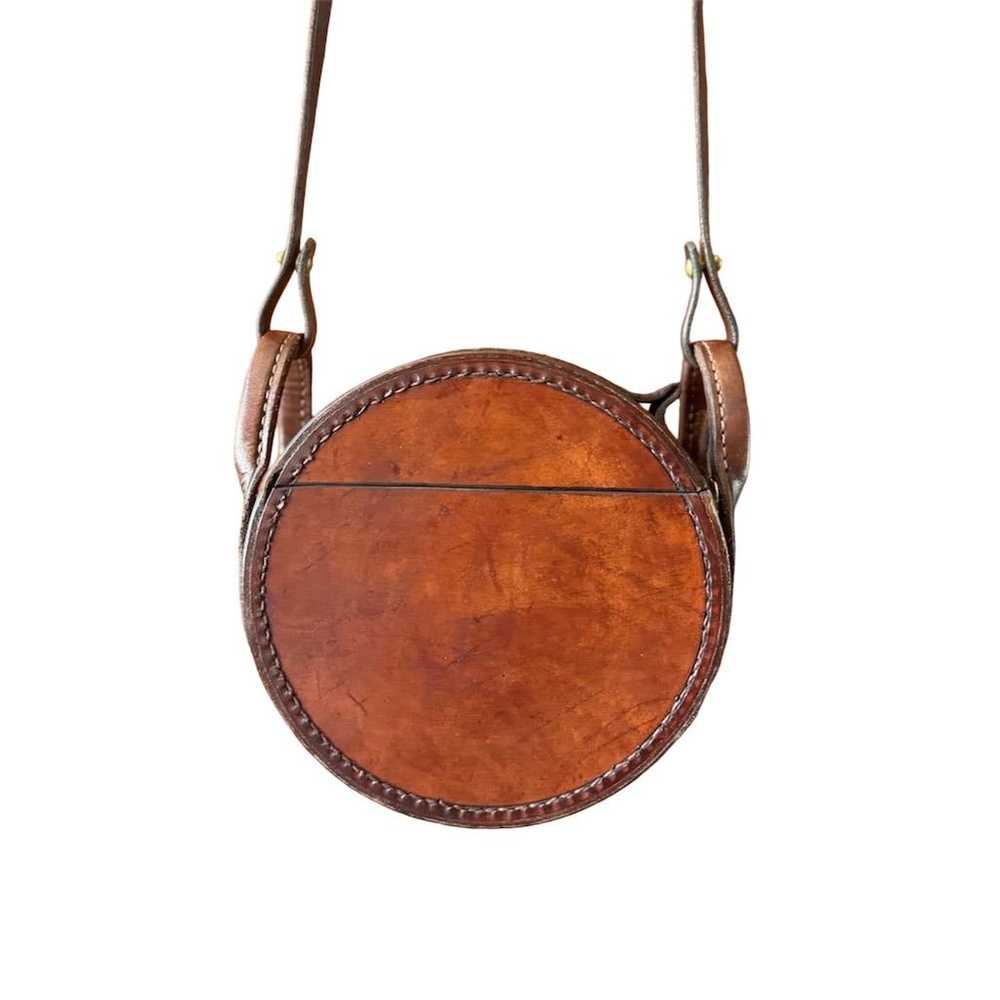 Handcrafted Round Leather Crossbody Bag Geometric… - image 4