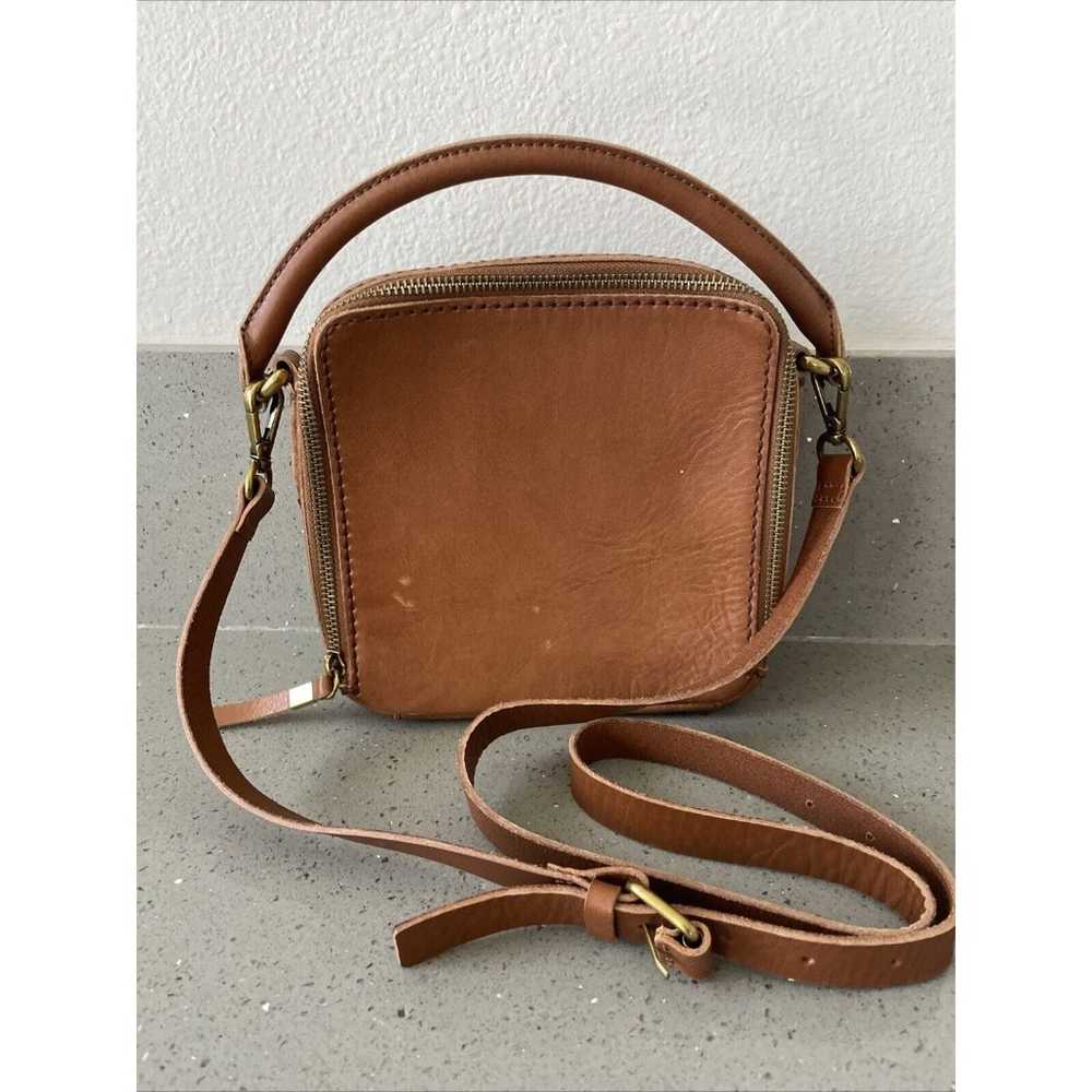 Madewell Square Satchel Crossbody Leather Bag Tan… - image 1