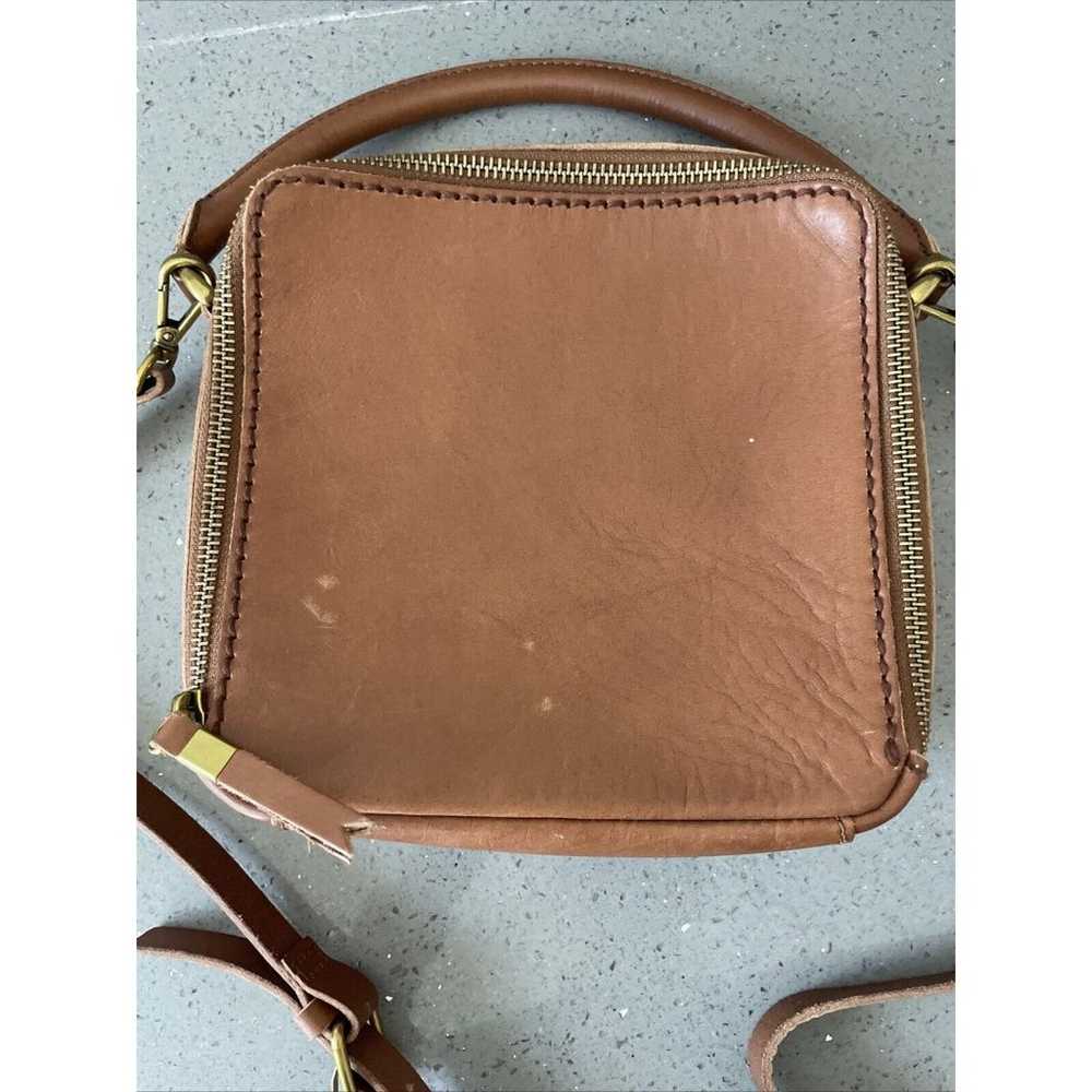 Madewell Square Satchel Crossbody Leather Bag Tan… - image 2