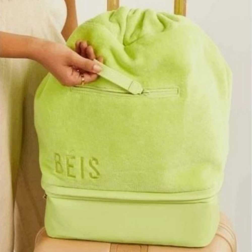 NWOT BEIS Terry Backpack Cooler in Citron Green - image 2