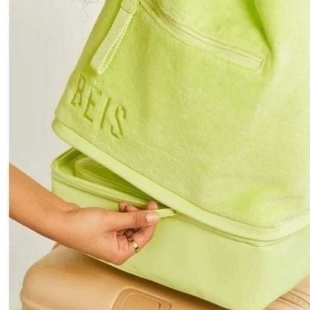 NWOT BEIS Terry Backpack Cooler in Citron Green - image 3