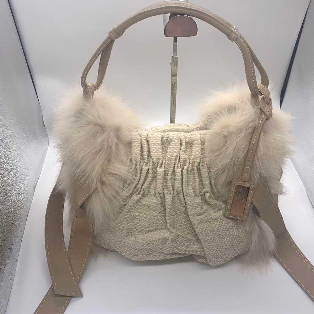 Excellent condition EPOCA real fur handbag in bei… - image 5