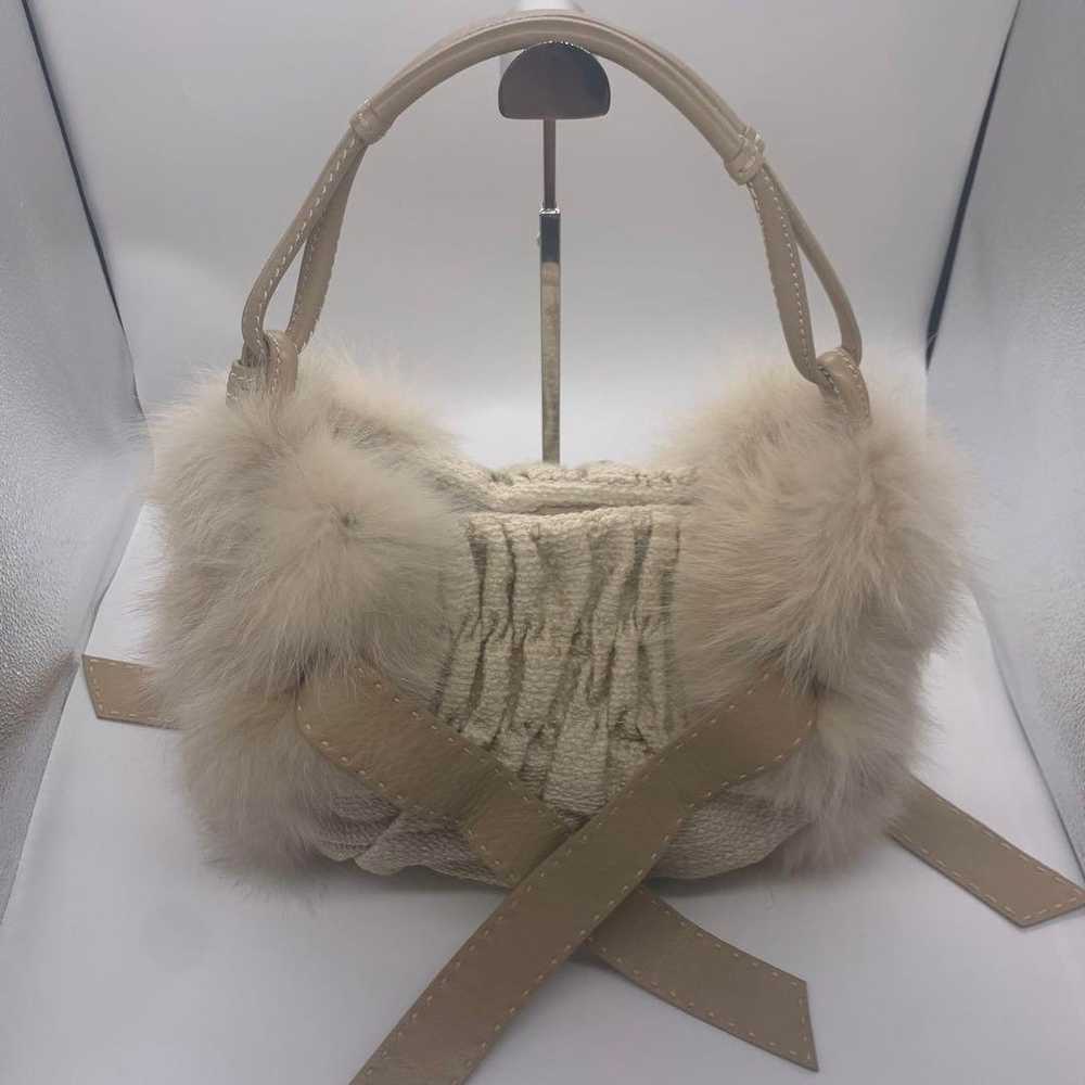 Excellent condition EPOCA real fur handbag in bei… - image 8