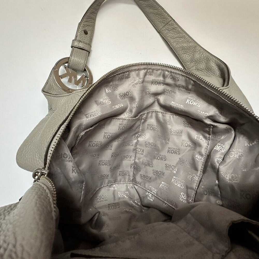 Michael Kors Fulton Gray Pebble Leather Hobo Bag … - image 10