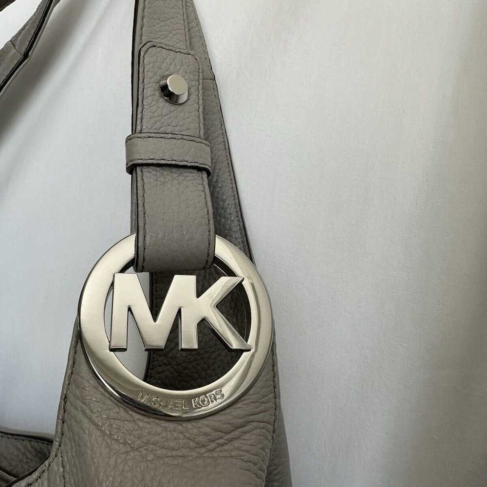 Michael Kors Fulton Gray Pebble Leather Hobo Bag … - image 2