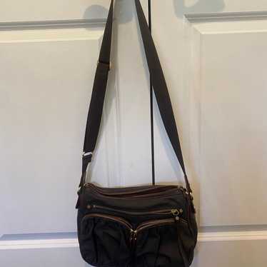 MZ Wallace New York Paige Black Nylon Leather Trim Crossbody store Bag Medium $295