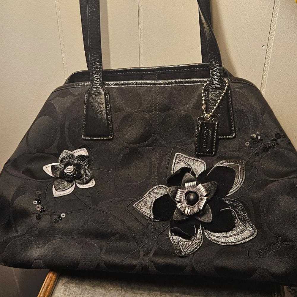 Coach Black Monogram Triple Compartment Shoulder … - image 10