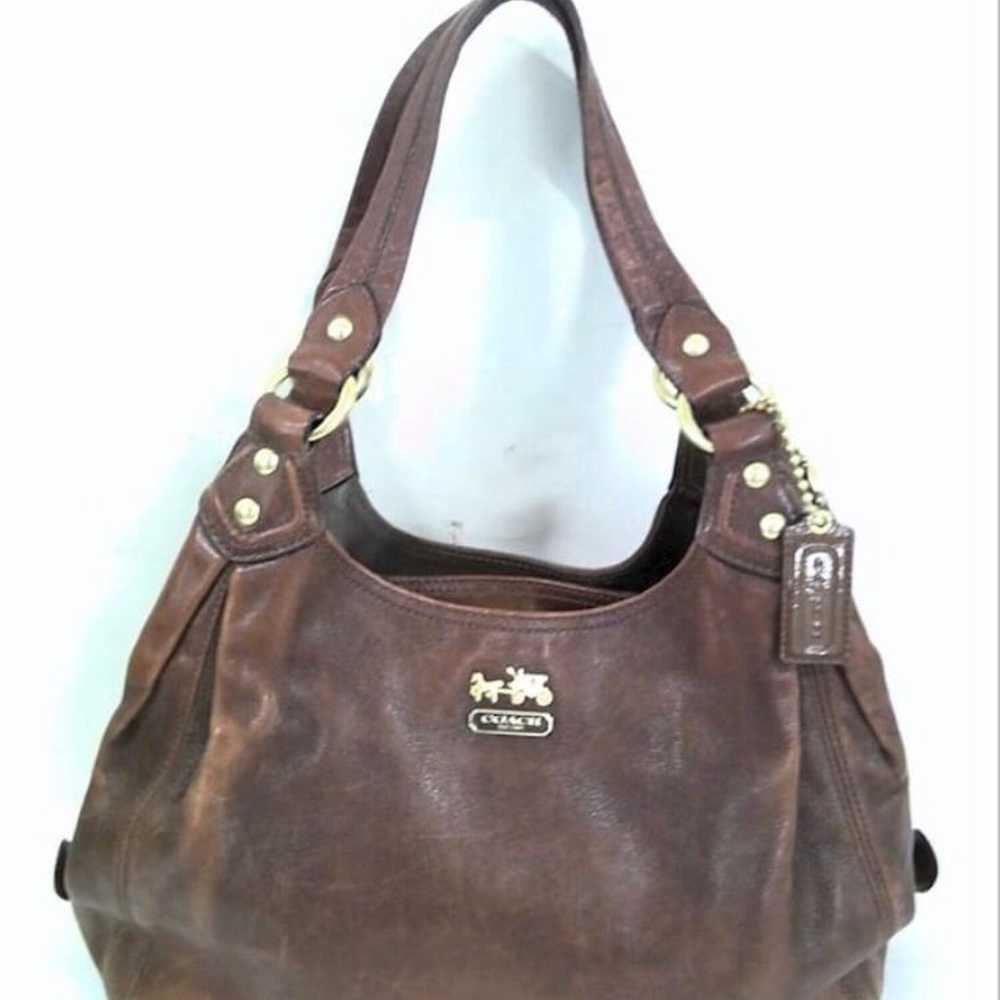 Authentic brown leather Coach purse - image 2