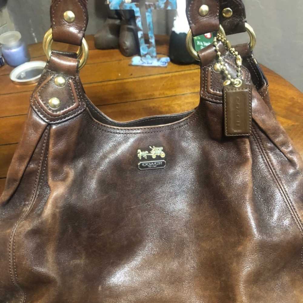 Authentic brown leather Coach purse - image 6