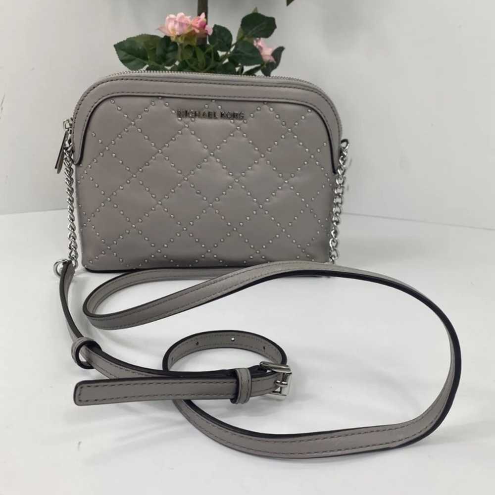 Michael Kors Jet Set Grey Leather Quilted Crossbo… - image 1