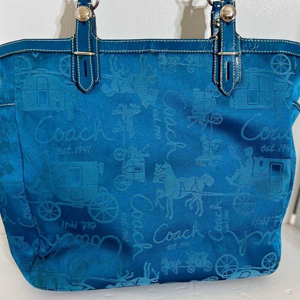 Vintage Blue Coach Bags | Coach Gallery Tote Hors… - image 7