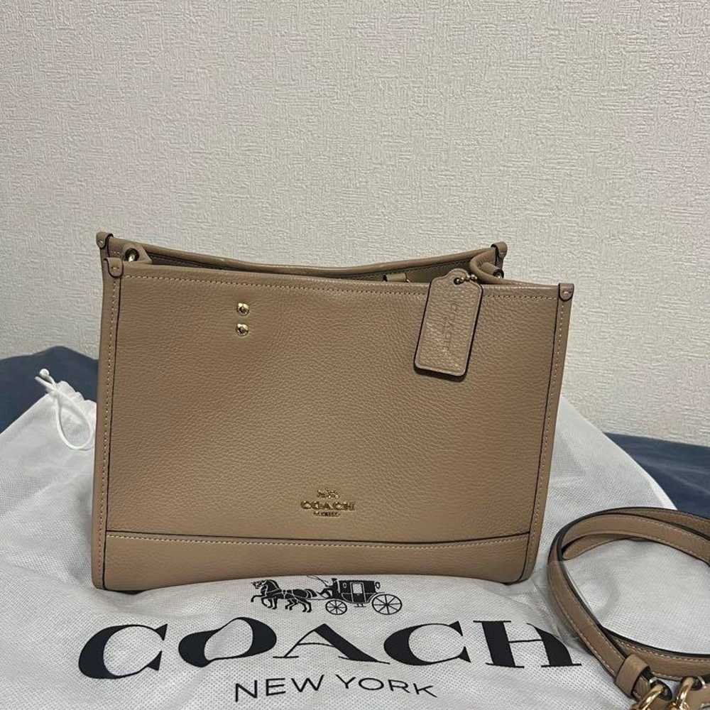 COACH Shoulder Bag Beige Leather - image 1