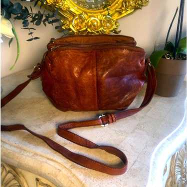 Leather shoulder bag Marta Ponti burgandy.