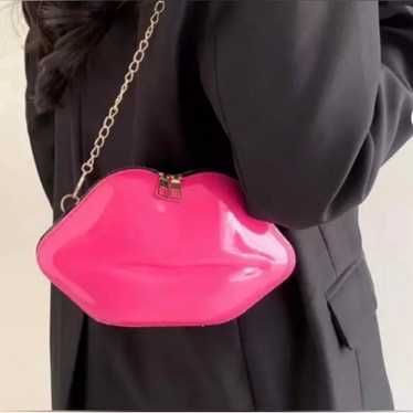 Womens Chainlink Sexy Hot Pink Plump Lip Novelty … - image 1