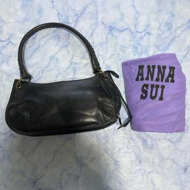 ANNA SUI Leather Handbag Black Excellent Condition