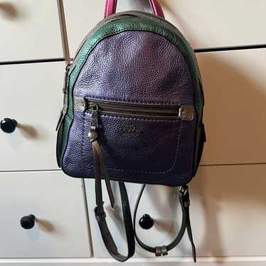 Coach small metallic backpack purse multi color