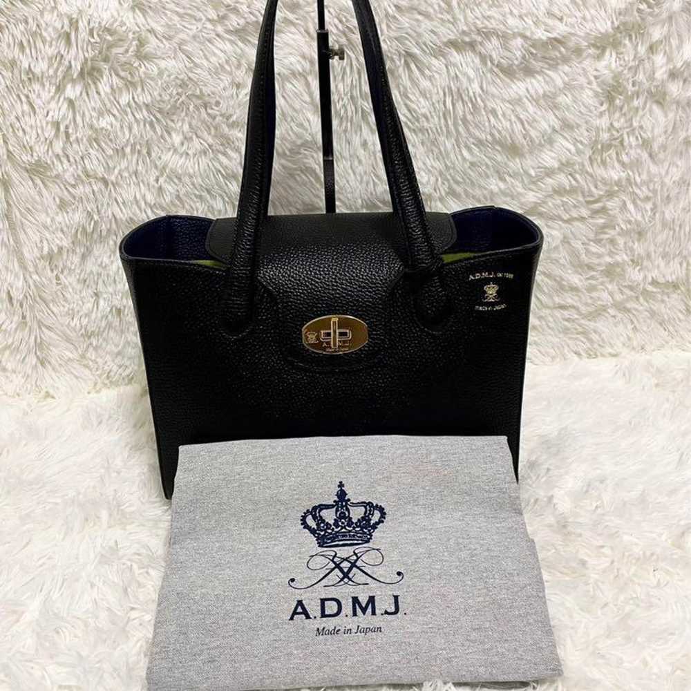 ADMJ Tote Bag Handbag Navy Turn Lock - image 1