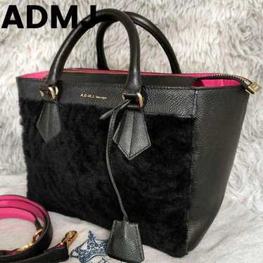 ADMJ 2way Handbag Shoulder Bag Shearling Leather - image 1