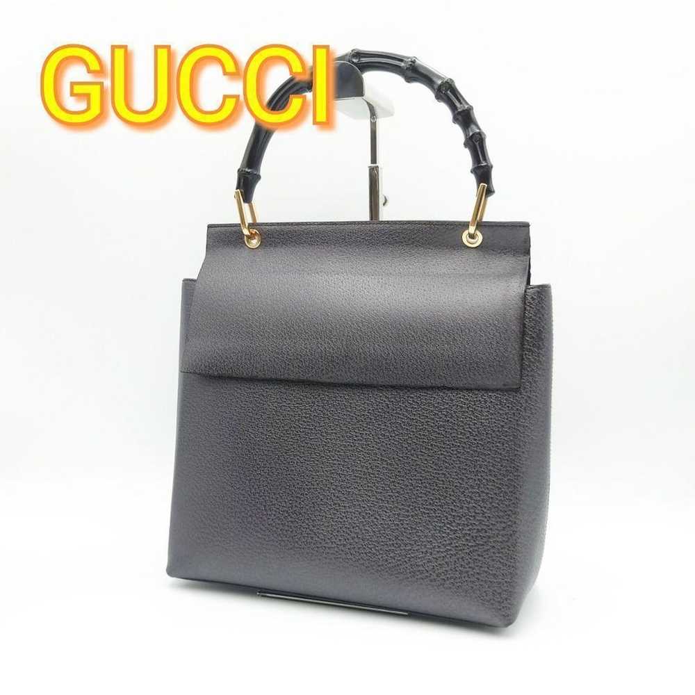 GUCCI Old GUCCI Bamboo Handbag Grey with Flap Cov… - image 1