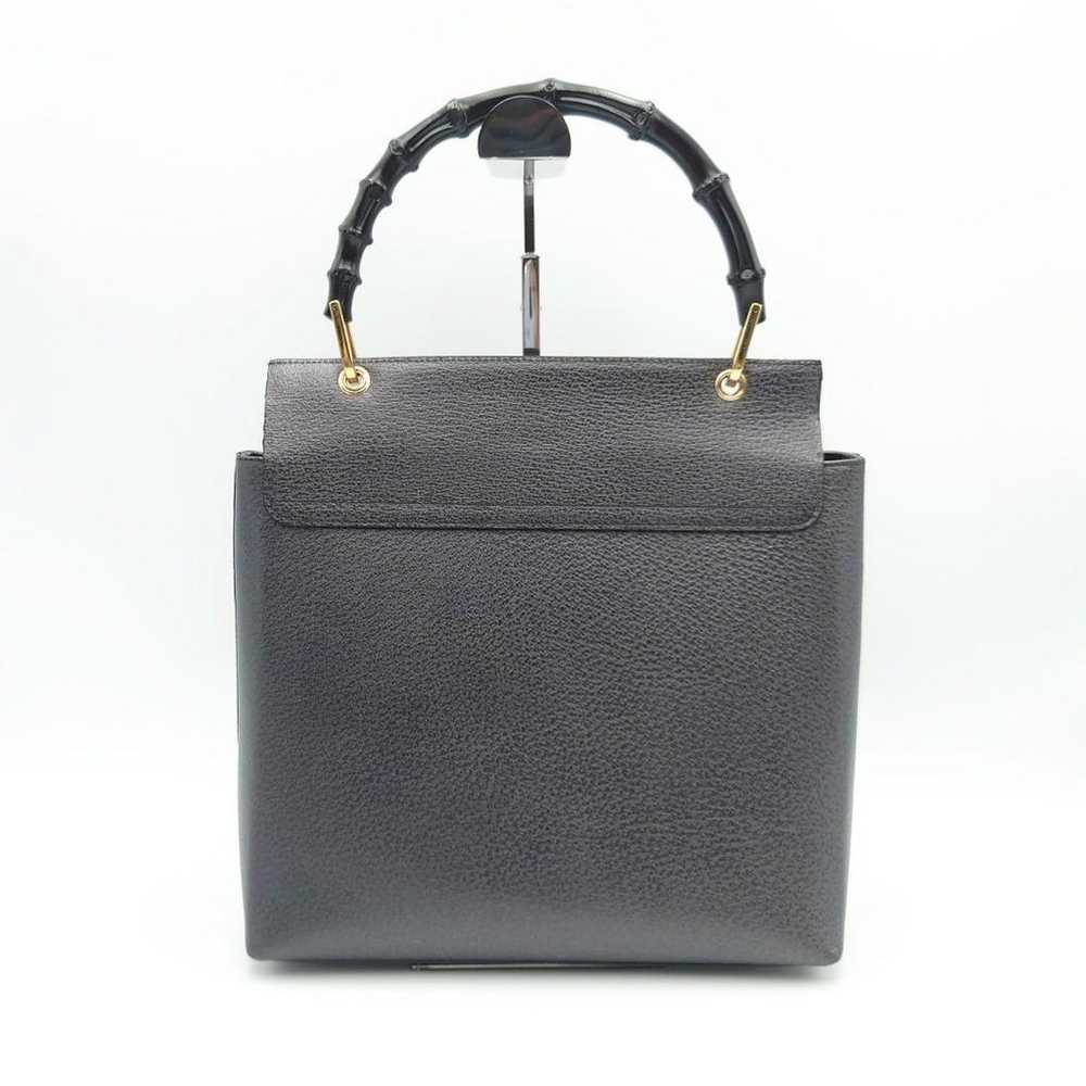 GUCCI Old GUCCI Bamboo Handbag Grey with Flap Cov… - image 2