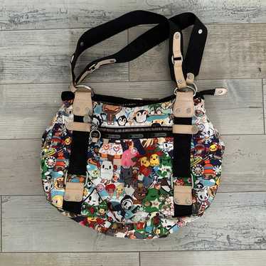 LeSportsac Vintage Tokidoki Famiglia Pattern Small Duffel Purse selling Satchel Bag