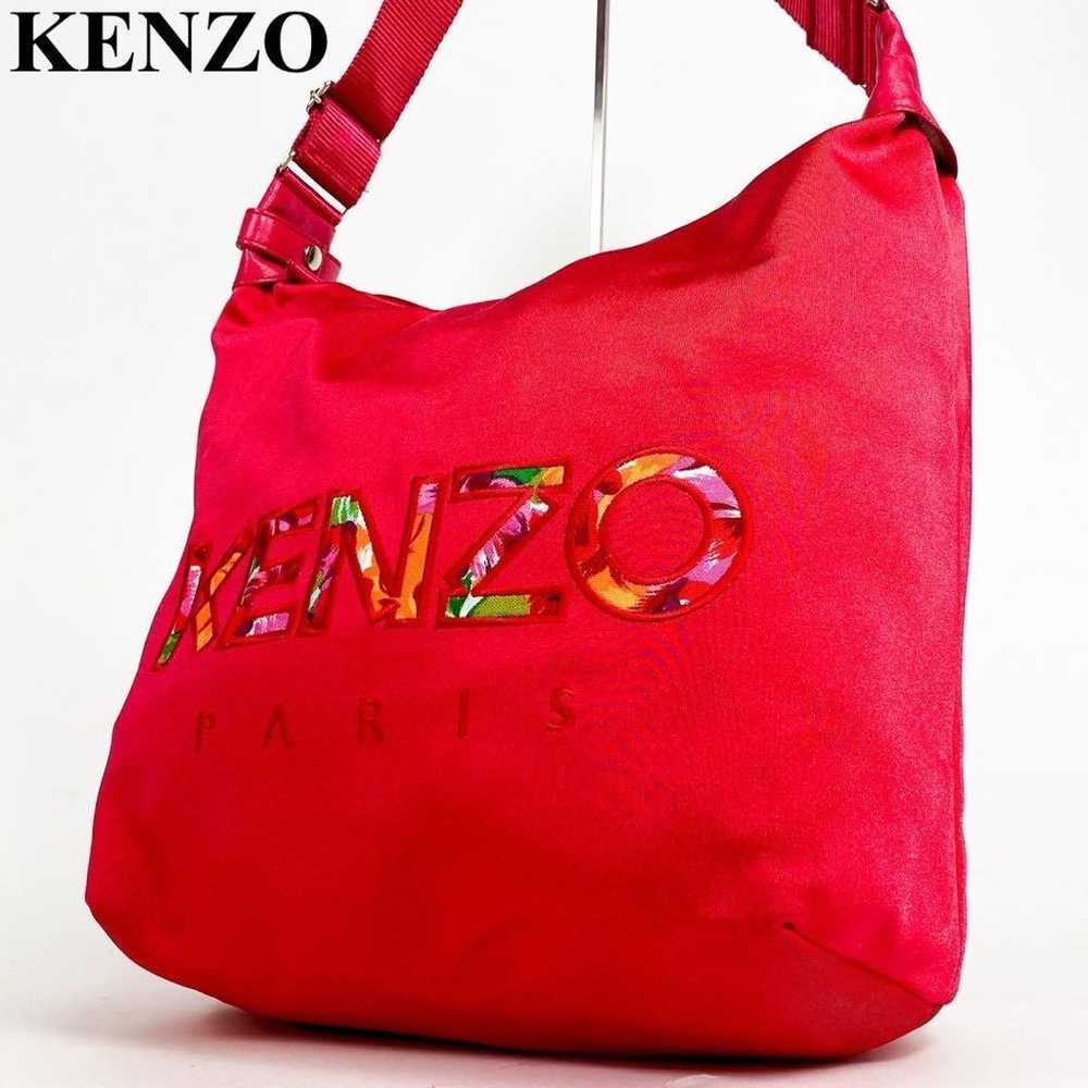 KENZO Shoulder Bag Crossbody Nylon Embroidery Red - image 2